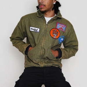 Custom Embroidery Patch Heavyweight Casual Duck Canvas Work <b>Jackets</b> Acid Wash Vintage Zip up Detroit <b>Worker</b> Workwear <b>Jacket</b> Men - Product Image 2