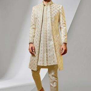 NEW ELEGANT and BEAUTIFUL EMBROIDERY on SHERWANI WITH SILK FABRIC >Men's Suits & <b>Blazer</b>>Men's Suits - Product Image 3