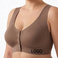 Sujetador Deportivo SHANGBINI Cocoa Capsule, Sin Costuras, Talla Grande, Inalámbrico, Cierre Frontal, Minimalista, Borde Reforzado, Cómodo