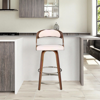 Chaise de bar rétro en bois massif de luxe léger, tabouret à dossier réglable, style américain et européen pour hôtel, salle à manger, café, rotation