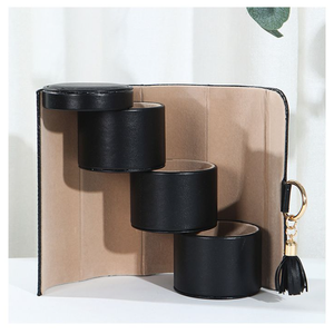 Cross-border PU Three-layer Foldable Cylinder European Style Solid Pattern <b>Jewelry</b> <b>Storage</b> Box & Bag for Valentine's Day - Product Image 3