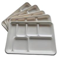 Plateau alimentaire jetable en bagasse de canne à sucre compostable et biodégradable à 6 compartiments pour la restauration