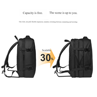 Sac à dos antivol extensible de 17 pouces, imperméable, avec fermeture éclair, port USB, ceinture à coussin d'air, 20-39L, pour ordinateur portable et téléphone portable, doublure en polyester