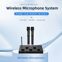 UHF DSP Reverb Optical Toslink Professional Wireless Karaoke Mixer Système de microphone sans fil pour Smart TV Home Church Gaming