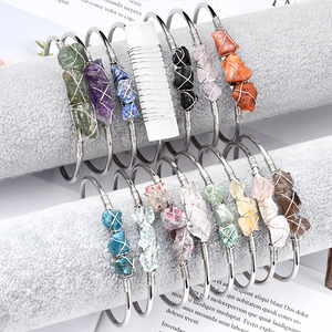 Bracelets en argent, 10 à 15mm, différentes couleurs, fil métallique, accessoire minéral, cadre argenté - Product Image 1