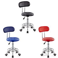 Tabouret roulant central à dossier avec repose-pieds, chaise de bureau réglable en hauteur, pivotante, avec roues, pour ordinateur à la maison