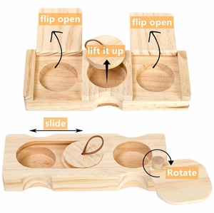 Due pezzi di legno cavia giocattolo divertente cibo per animali Dispenser criceto in legno giocattolo interattivo divertente - Product Image 3