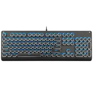 104 Tasten Retro Punk Schreibmaschine Gaming-Tastatur USB verdrahtet runde Tasten kappen LED mechanische Tastatur