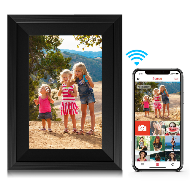 AMABOO 10.1 Inch Cloud Smart Solid Wood Touch Screen LCD Digital Photo Video Frame MP4 Video Playback MP3 1280x800 Resolution