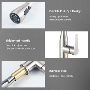 Sanivital hiện đại chải Nickel linh hoạt thép không gỉ Thác vòi tap lỗ duy nhất kéo ra Vòi Nước Nhà Bếp - Product Image 3