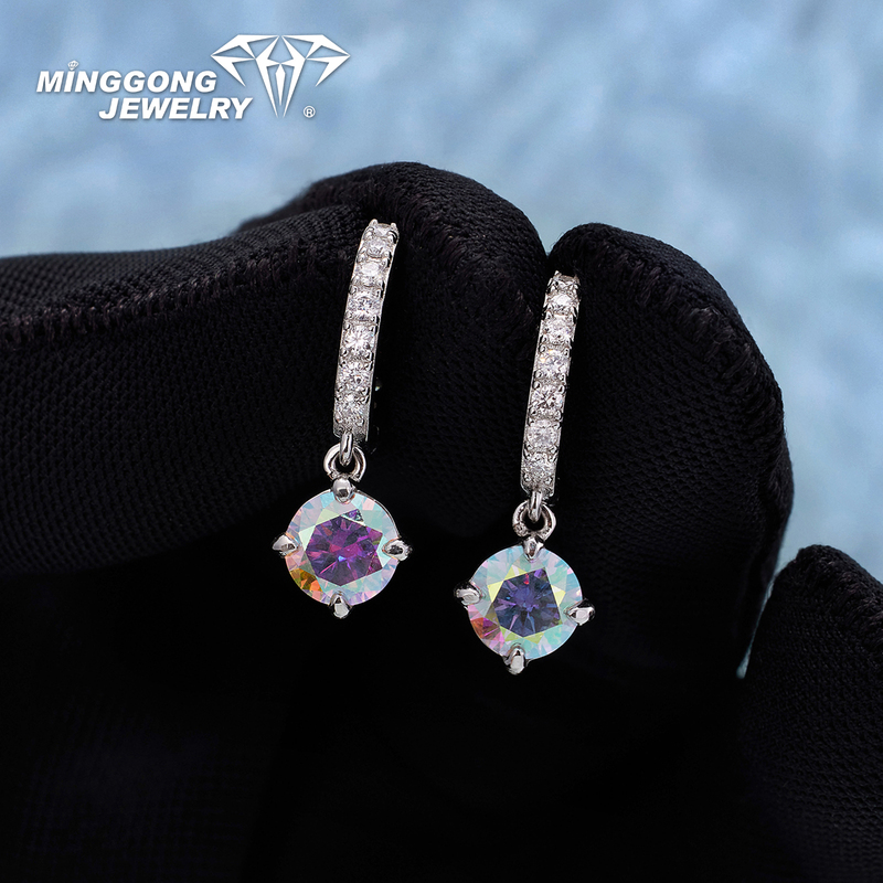 S925 VVS Moissanite Rainbow Moissanite Cluster