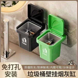 Wall Mounted Trash Can Square Black Plastic With Lid For Home Living <b>Room</b> Recycling <b>Bin</b> - Product Image 2