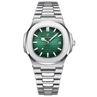 2024 Top marque de luxe mode or Rose carré hommes montre à Quartz étanche lumineux Date en acier inoxydable montre pour hommes
