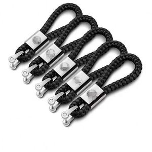 Wholesale Leather Braided <b>Rope</b> Car Keychain High Quality Hand-woven PU Metal Keychain Car Pendant - Product Image 2