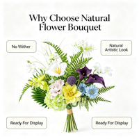 Bunga Tropis Daun Pakis Daun Palem Hydrangea Gerbera Anggrek Realistis Tahan Luntur Vas Dekorasi Dalam Ruangan Buket Bunga Buatan