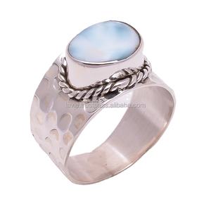 แหวนเงิน925คุณภาพสูงแหวนเงินสเตอร์ลิงแหวนลาริมาร์เครื่องประดับทำด้วยมือของอินเดียเครื่องประดับชั้นดี - Product Image 1