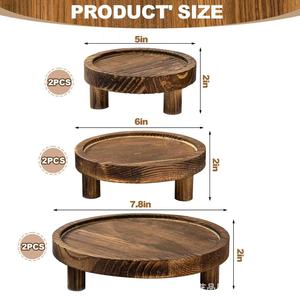 Base Redonda de Madera Maciza para Postres, Color Quemado, Diseño Retro, Soporte Duradero para Exhibición en Escritorio, para Aperitivos y Velas de Fiesta - Product Image 5