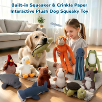 AFP Jouet pour animaux de compagnie en peluche douce, style animaux multiples, durable, interactif, jouet à mâcher pour chien avec couineur intégré et papier froissé