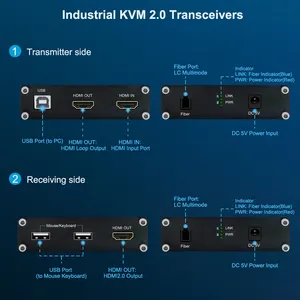 4K 60Hz HDMI KVM USB Over sợi Extender OM3/4 Multimode LC sợi 300 mét 4K HDMI mở rộng trên sợi