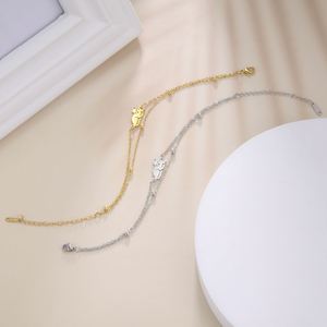 Pulsera de Acero Inoxidable con Dije de Gato Acostado para Mujer, Linda Pulsera de Mano con Doble Cadena de Gatito, Joyería, Regalo, Venta al por Mayor - Product Image 6