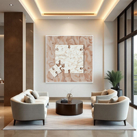 Art mural puzzle 3D texture grès taille personnalisée, tableau décoratif abstrait tons neutres pour maison contemporaine