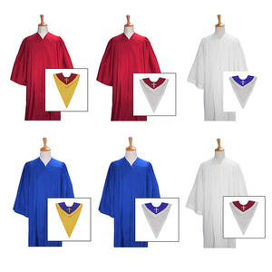Robes de choeur cannelées senior à manches ouvertes personnalisées en gros robes de choeur avec étole de choeur réversible - Product Image 3