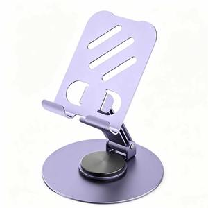EMONITA Metal Phone <b>Stand</b> 720 Degree Rotation Foldable Adjustable <b>Tablet</b> Desktop Holder With Anti Slip Base - Product Image 5