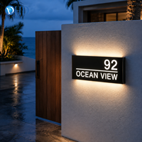 Plaque de numéro d'adresse LED extérieure personnalisée OEM, étanche et lumineuse, pour appartement, hôtel et développement de villas