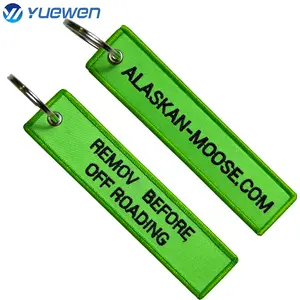 Wholesale Cheap Custom Logo Machine Embroidery Key Tag Brand Name Fabric Airplane Woven Keychain For Flight