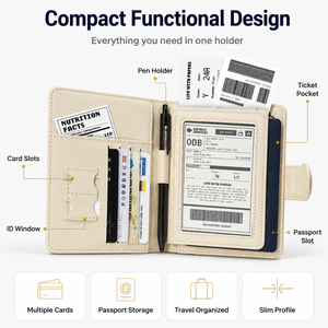 Porta Pasaportes con Diseño de Cocodrilo en Crema, Funda de Viaje de Cuero PU para Boletos, Organizador de Documentos con Bloqueo RFID y Cierre Magnético - Product Image 2