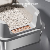 Bac à litière pour chat semi-fermé extra-large de 60 cm en acier inoxydable, design anti-éclaboussures, bords hauts, fournitures pour animaux de compagnie en gros