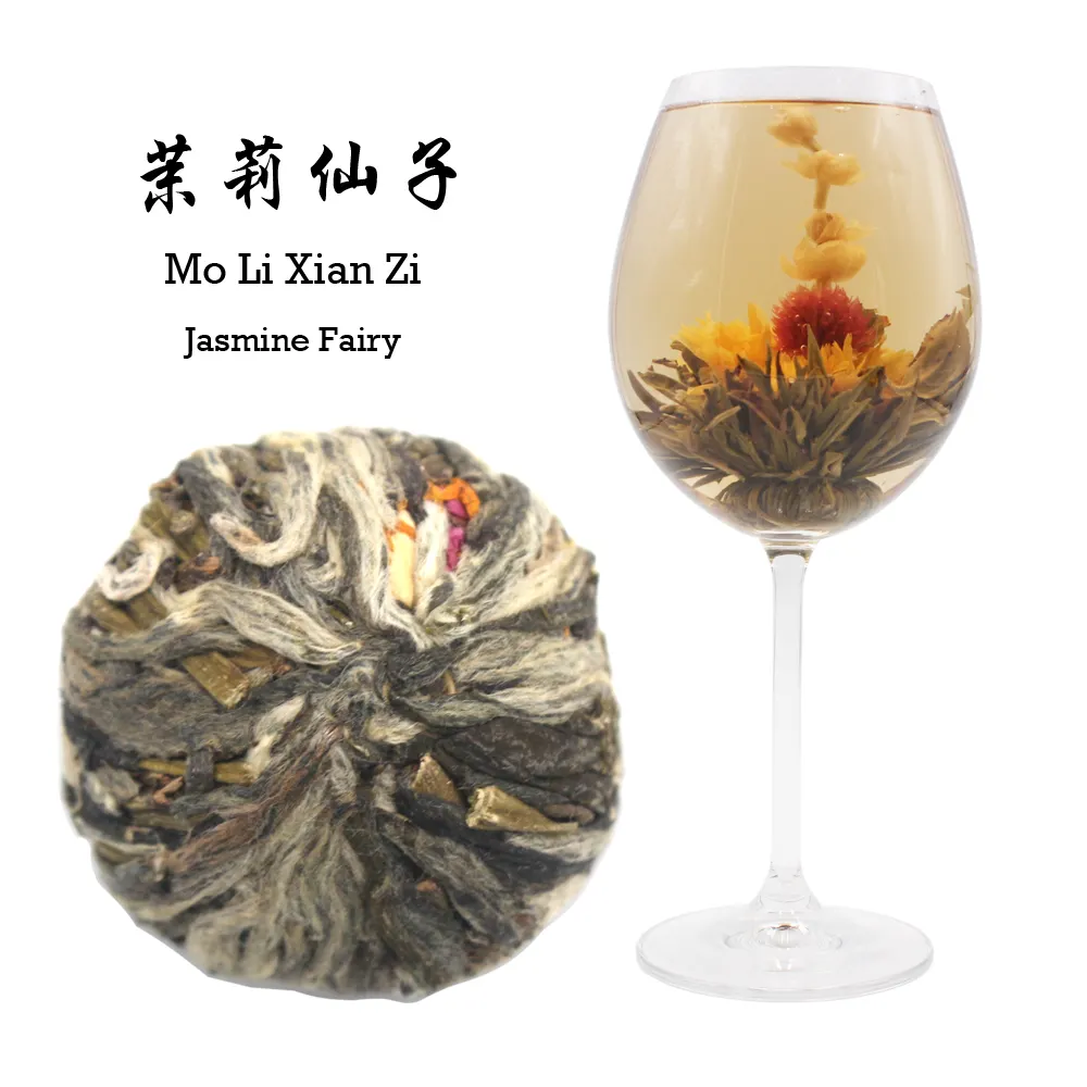 Factory price handmade bloom tea ball, jasmine fairy, Chinese blossom flowering tea with different types blooming tea