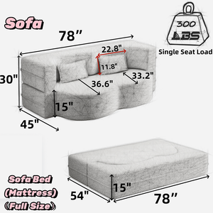Modern Beige 15" Full Size Convertible Plush Corduroy Foam-Filled Sleeper <b>Sofa</b> Bed Set No Assembly Required Apartment Living - Product Image 3