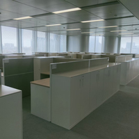 LIWEI Cloison de bureau moderne pour quatre personnes, panneau à cadre en aluminium, tiroirs réglables, cloison modulaire pour usage commercial