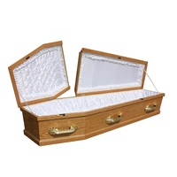 Ataúdes funerarios ensamblados de estilo europeo, suministro de fábrica, ataúd satinado de madera maciza profesional de alta calidad