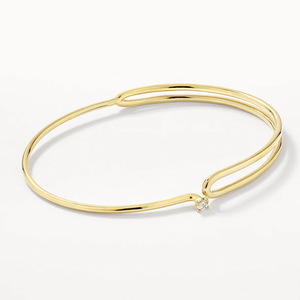 Hạnh Phúc vẻ đẹp không thấm nước không gây dị ứng tùy chỉnh 925 Sterling bạc 18K mạ vàng cổ điển độc đáo Trắng <span class=keywords><strong>CZ</strong></span> liên kết vòng <span class=keywords><strong>Bangle</strong></span> - Product Image 3