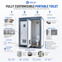 Cabine de toilettes mobile préfabriquée modulaire, unité d'assainissement portable pour chantier et logement temporaire