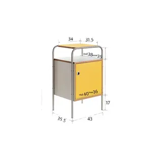 北欧の有名なデザイン小さな合板ステンレス鋼サイドボードベッドサイドキャビネット収納リビングルーム寝室ダイニングルーム