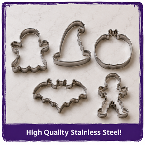 Set di <span class=keywords><strong>Tagliabiscotti</strong></span> per <span class=keywords><strong>Halloween</strong></span> in Acciaio Inox, Forme di Fantasma, Zucca, Pipistrello, Cappello da Strega e Scheletro - Product Image 5