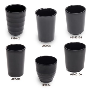 Tasses en mélamine pour restaurants commerciaux, tasses à thé et à fondue en imitation porcelaine, tasses en plastique anti-chute, noires - Product Image 3