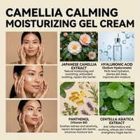 Crème gel apaisante BEIHAO Camellia Centella Asiatica HA pour tous types de peaux, fini mat non gras, ODM personnalisé, usage quotidien pour femmes adultes