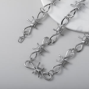 שרשרת גותי הירך הופ קוטרים שרשרת חוט קוץ צ 'אנקי ענק שרשרת מברבל לגברים - Product Image 3