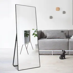 Explosion-proof Big Wall Mirrors Full Length Bedroom Aluminum-framed Floor Stand Gold Mirror