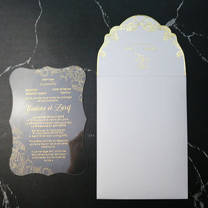 بطاقات دعوة زفاف, بطاقات دعوة زفاف من الأكريليك المفرد باللون الذهبي الأنيق مزودة بخريطة للحفلات وبطاقة التفاصيل الخاصة بالحفلات - Product Image 6