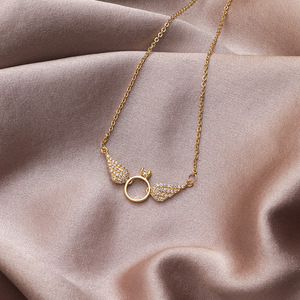 Woying Design In Metallo Little Wing Ragazze <span class=keywords><strong>Collana</strong></span> Femminile di Cristallo di Angelo Dell'anello del Cerchio <span class=keywords><strong>Collana</strong></span> A Catena In Oro - Product Image 4