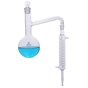 1801 tüm cam distile alt düz Flask yılan yoğuşmalı tüp 250ml/500ml/1000ml damıtılmış su uçucu yağ Lab - Product Image 1