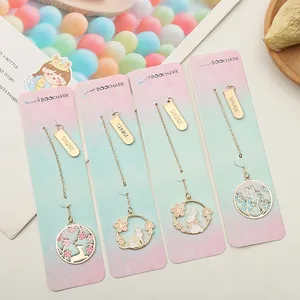 Cute Cherry Blossom Cute Pet Alloy Bookmark Creative Metal Bookmark Small Fresh Student Bookclip Page Divider