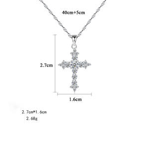 <span class=keywords><strong>G2560</strong></span> venta al por mayor Collier Argent 925 plata esterlina circón diamante Cruz colgante collar mujeres joyería fina collares - Product Image 4