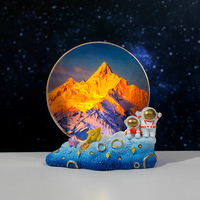 Lampe LED 3D en résine gravée avec base en forme de lune, alimentation USB, pour cadeau personnalisé, taille moyenne, pour salon