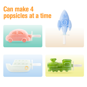 Tự Chế Kem Khuôn Đặt Tên Lửa Xe Phim Hoạt Hình Hình Dạng <span class=keywords><strong>Silicone</strong></span> Popsicle Khuôn Kem Tủ Đông Khuôn - Product Image 2